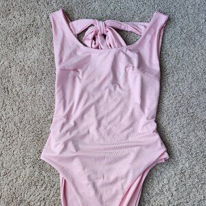 Victoria Secret Low back Full Coverage Tie Swim One piece Pink M